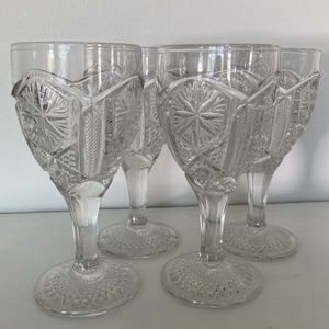 4 Vintage IMPERIAL GLASS Star and File Goblets